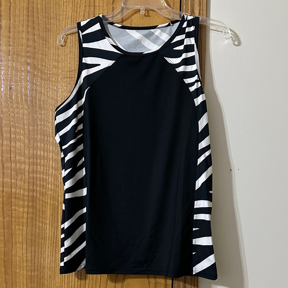 Tail Zebra Print Black and White Tank Top